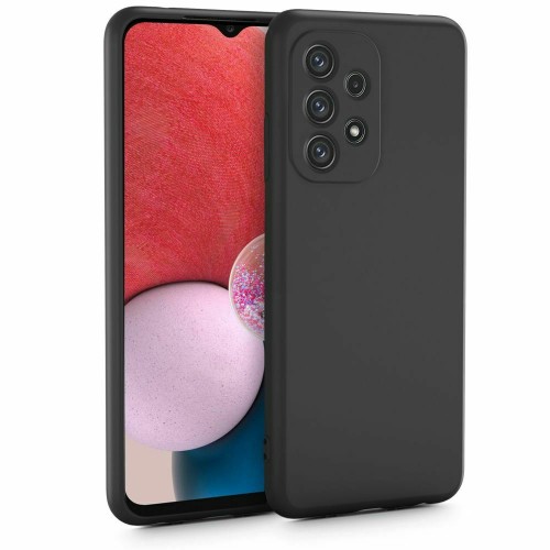 Θήκη TPU Σιλικόνης με Υφασμάτινη Επένδυση για Samsung Galaxy A13 4G - Μαύρο