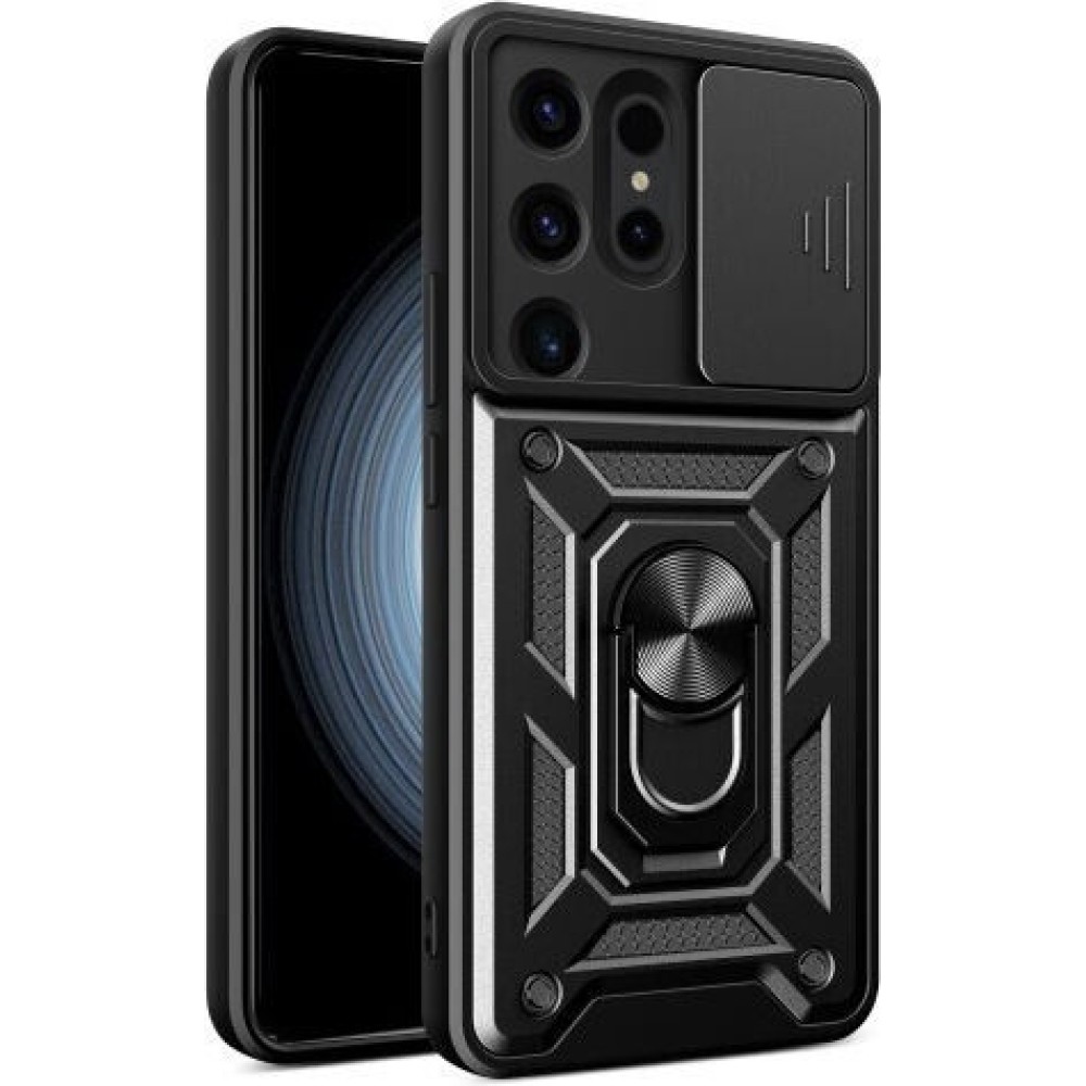 Σκληρή Θήκη Armor με Βάση Στήριξης Δαχτυλίδι για Samsung Galaxy S25 Ultra - Μαύρο