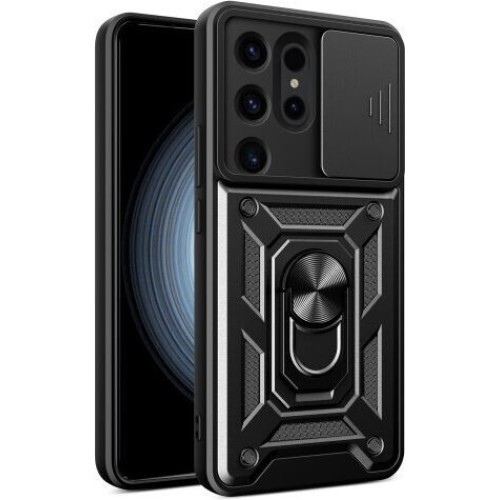 Σκληρή Θήκη Armor με Βάση Στήριξης Δαχτυλίδι για Samsung Galaxy S25 Ultra - Μαύρο
