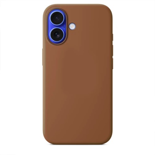 Θήκη TPU Σιλικόνης με Υφασμάτινη Επένδυση για iPhone 16 Plus - Caramel