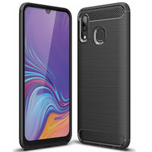 Θήκη TPU Σιλικόνης Carbon Fiber Style για Galaxy A30 - Μαύρη