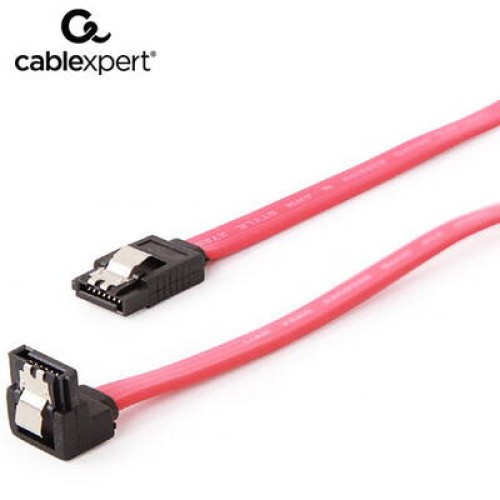 Cablexpert Serial Ata III Data Καλώδιο SATA 30cm με Βύσμα 90 Μοίρες Γωνία Μεταλικά Clips