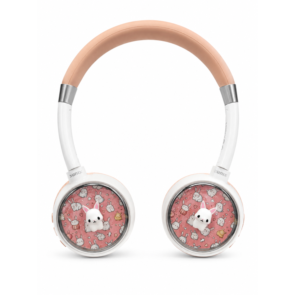 Ασύρματα Παιδικά Ακουστικά Bluetooth Over-Ear Sunix BLT220 - Ροζ Χαριτωμένα Κουνελάκια