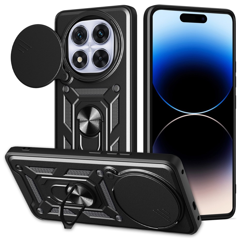 Σκληρή Θήκη Armor με Βάση Στήριξης Δαχτυλίδι για Xiaomi Redmi Note 14 Pro Plus 5G - Μαύρη