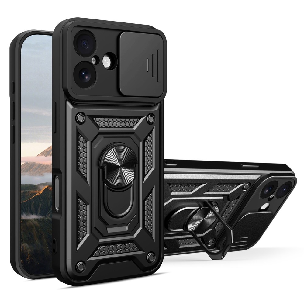 Σκληρή Θήκη Armor με Βάση Στήριξης Δαχτυλίδι για iPhone 17 - Μαύρη