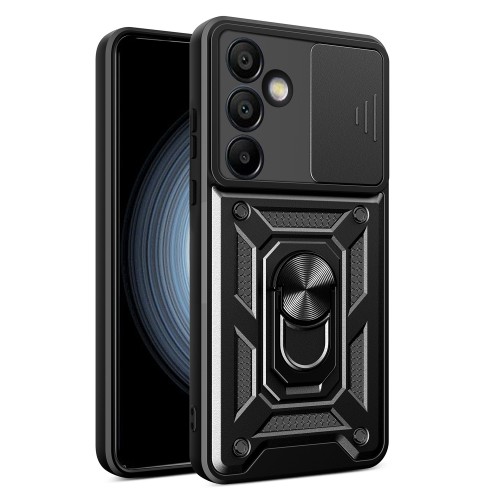 Σκληρή Θήκη Armor με Βάση Στήριξης Δαχτυλίδι για Samsung Galaxy S24 FE - Μαύρη