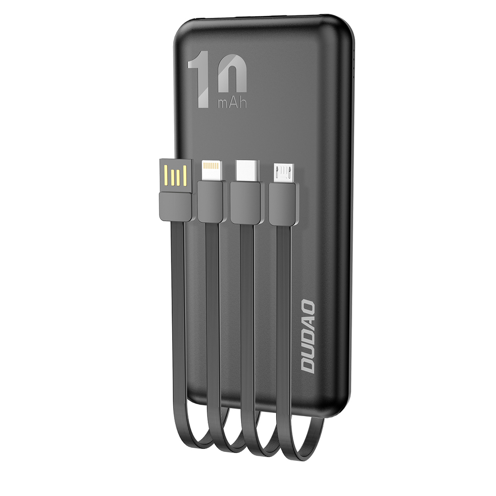Dudao Universal Power Bank 10000mAh με Καλώδιο Micro USB / USB Type C / Lightning - Μαύρο K6Pro