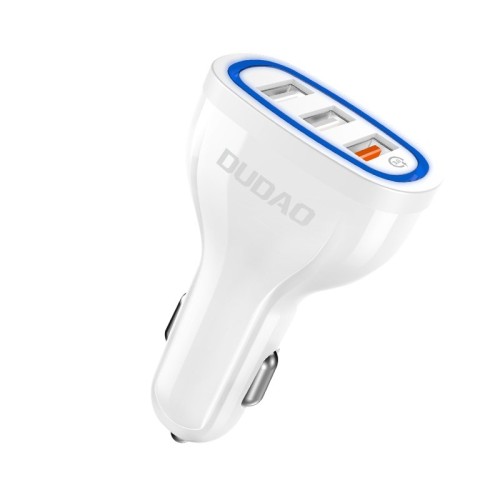 Φορτιστής Αυτοκινήτου DUDAO 2.4A 18W QC 3.0 με 3 Θύρες USB - Λευκό Μπλε
