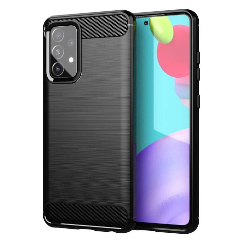 Θήκη TPU Σιλικόνης Carbon Fiber Style για Samsung Galaxy A52 / A52s - Μαύρο