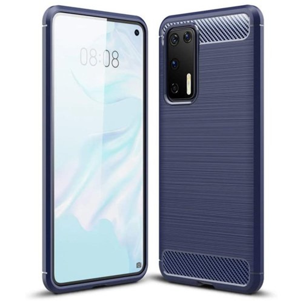 Θήκη TPU Σιλικόνης Carbon Fiber για Huawei P40 Pro - Μπλε