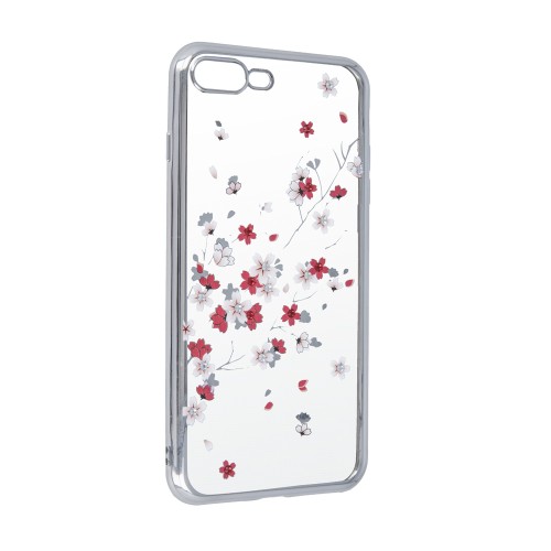 Θήκη TPU Σιλικόνης για Galaxy A30 / A20 - Flower Summer με Ασημί Πλαίσιο