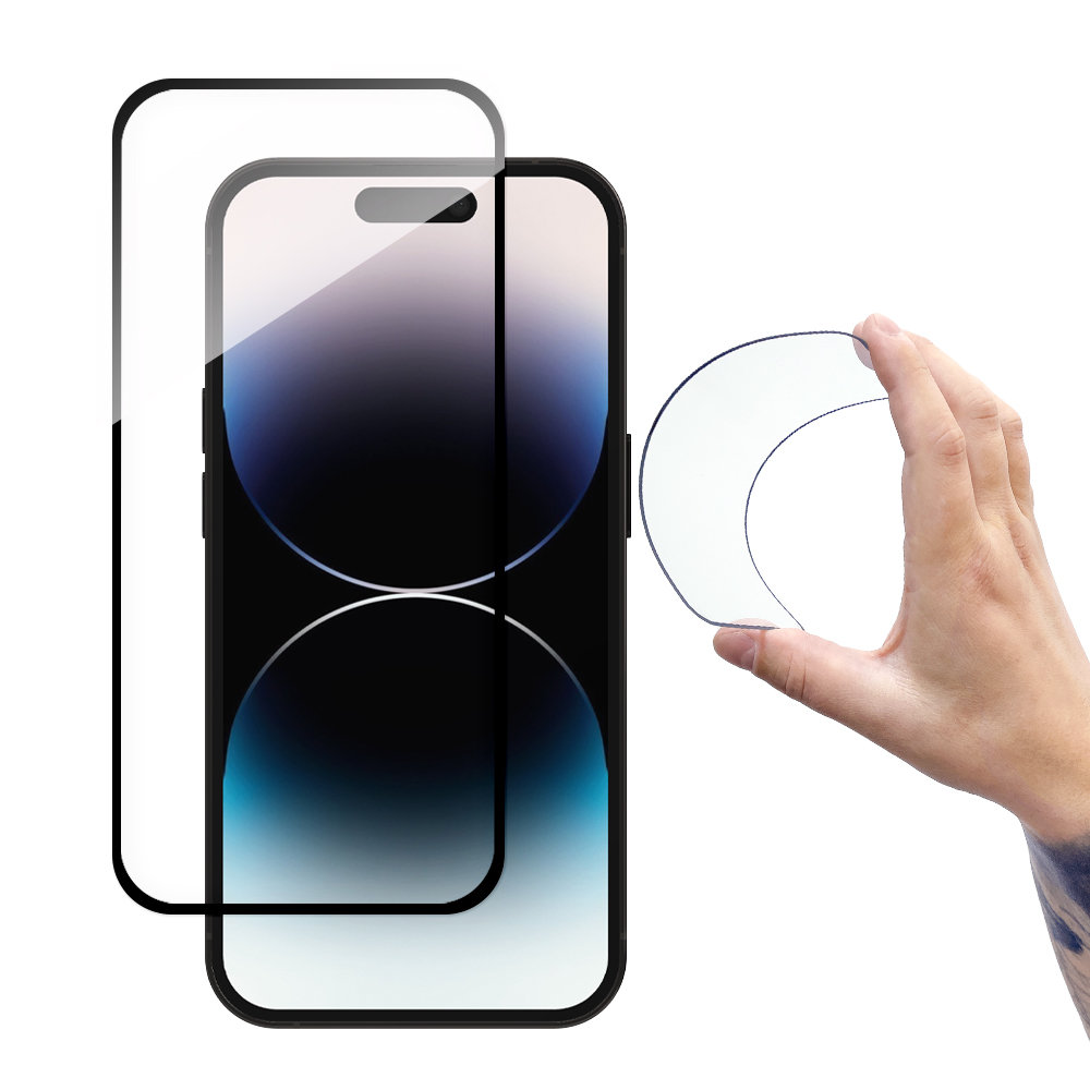 Nano Flexi Hybrid Tempered Glass FULL GLUE για iPhone 14 Pro - Μαύρο Πλαίσιο