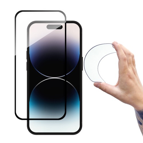 Nano Flexi Hybrid Tempered Glass FULL GLUE για iPhone 14 Pro - Μαύρο Πλαίσιο