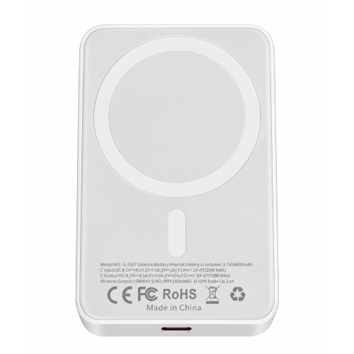 Green Lyca MagSafe Ασύρματο Powerbank 6000mAh 20W - Λευκό
