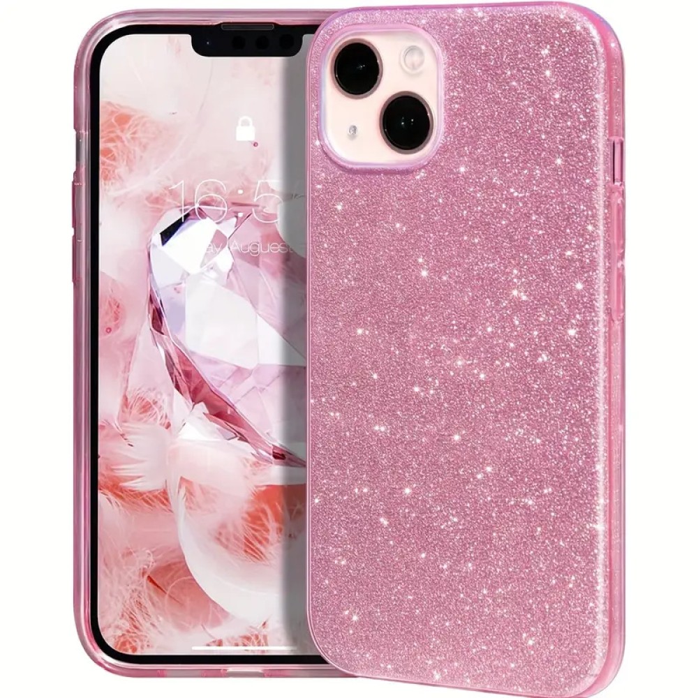 Θήκη TPU Σιλικόνης Glitter για iPhone 14 - Ροζ