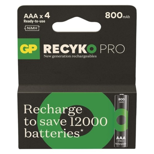 Επαναφορτιζόμενες Μπαταρίες GP ReCykο Pro AΑΑ 800mAh 4/BLISTER - Μαύρες