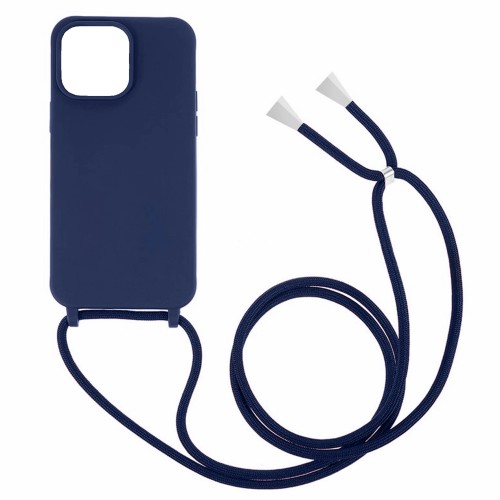Θήκη Σιλικόνης με Κορδόνι Κολιέ για iPhone 13 Pro - Σκούρο Μπλε