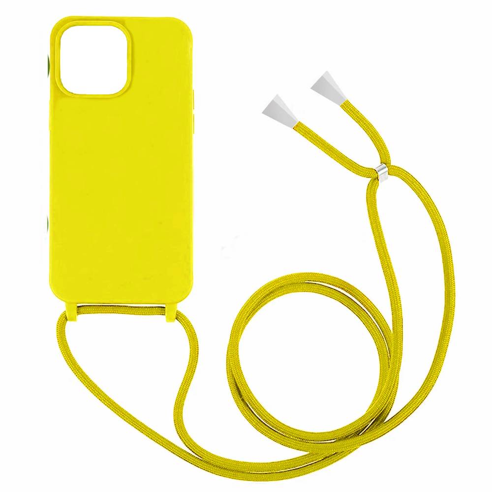Θήκη Σιλικόνης GREEN ON με Κορδόνι Κολιέ για iPhone 14 Pro - Κίτρινο