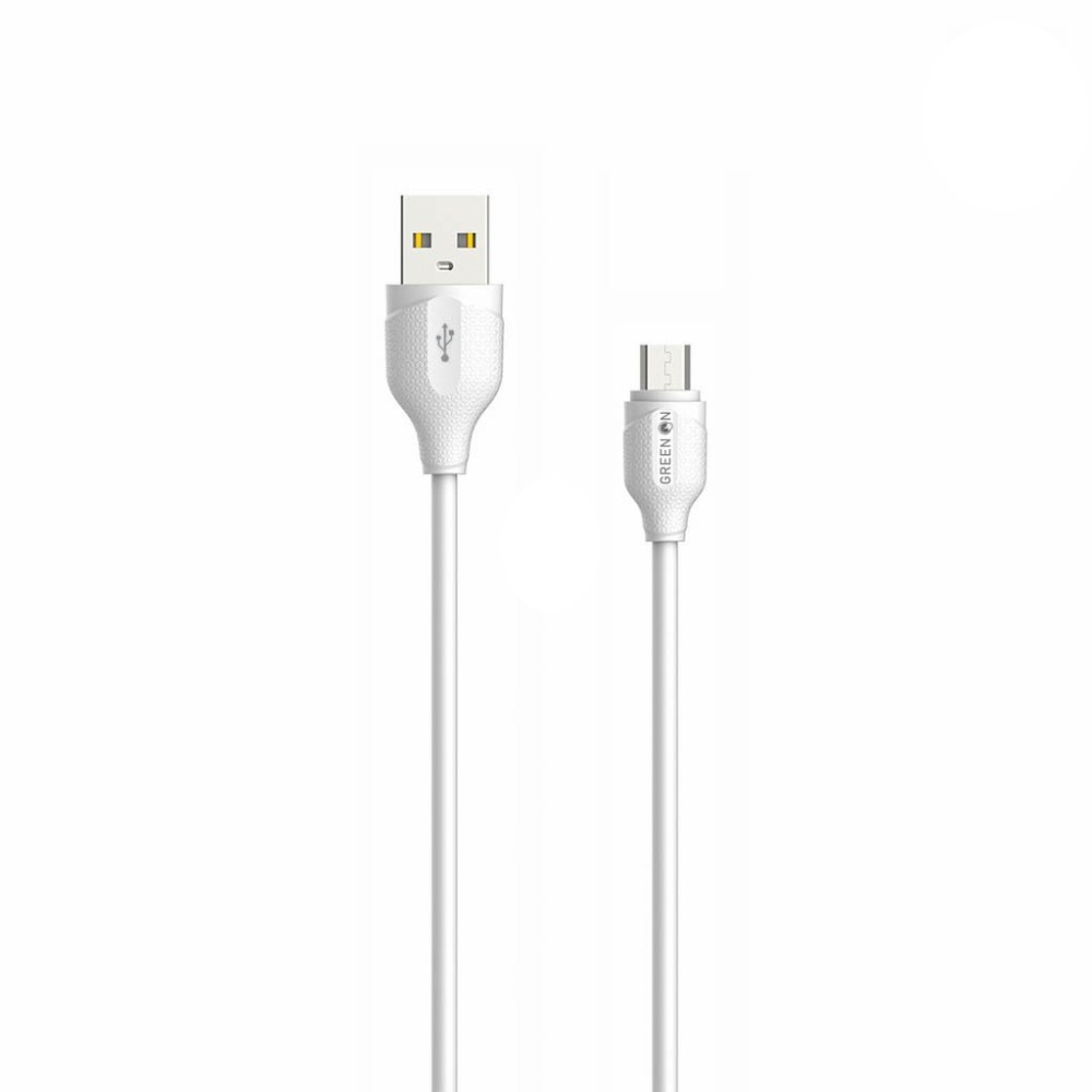 Καλώδιο USB Micro Usb GREEN ON 2.1A 1 Μέτρο - Λευκό