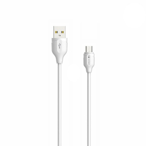 Καλώδιο USB Micro Usb GREEN ON 2.1A 1 Μέτρο - Λευκό