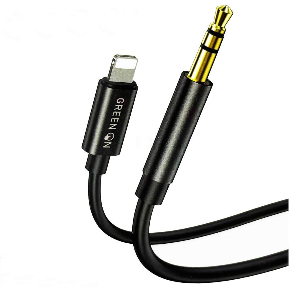 GREEN ON Καλώδιο Ήχου Jack 3.5mm Αρσενικό σε Lightning Αρσενικό 1 Μέτρο - Μαύρο
