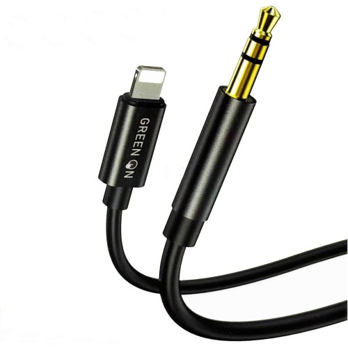 GREEN ON Καλώδιο Ήχου Jack 3.5mm Αρσενικό σε Lightning Αρσενικό 1 Μέτρο - Μαύρο