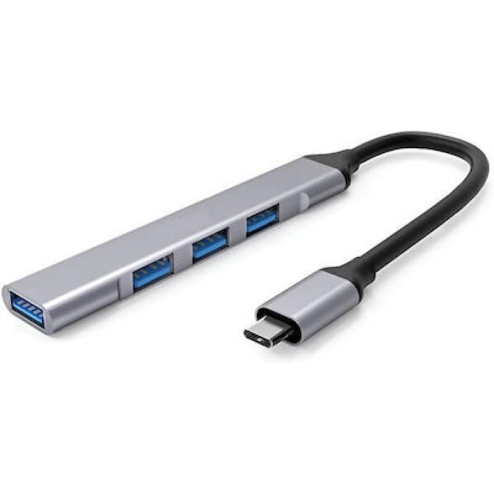 Green Lyca USB 3.0 Hub 4 Θυρών με σύνδεση USB-C - Μπλε