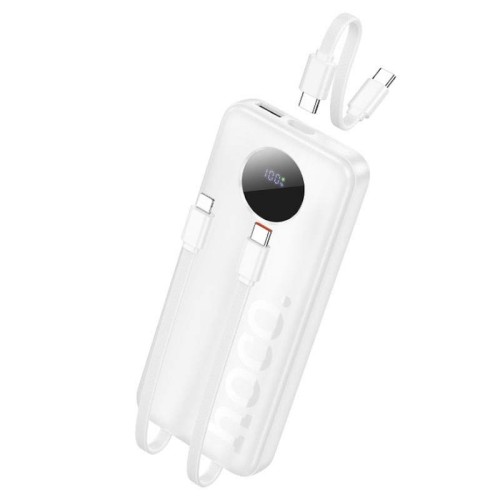 Hoco J132 Power Bank 10000 mAh με Ενσωματωμένα Καλώδια PD 20W QC3.0 22.5W - Λευκό