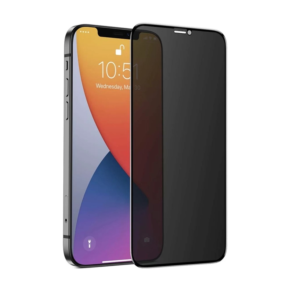 Privacy Tempered Glass / Τζαμάκι Προστασίας για iPhone 12 Mini - Φιμέ Μαύρο