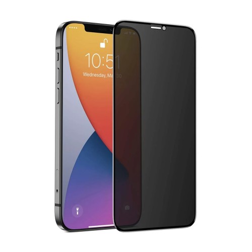 Privacy Tempered Glass / Τζαμάκι Προστασίας για iPhone 12 Mini - Φιμέ Μαύρο