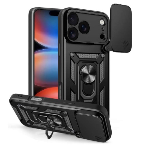 Σκληρή Θήκη Armor με Βάση Στήριξης Δαχτυλίδι για iPhone 17 Pro Max - Μαύρο