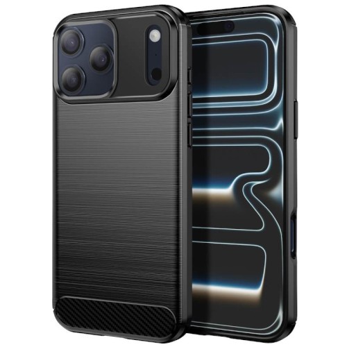 Θήκη TPU Σιλικόνης Carbon Fiber για iPhone 17 Pro Max - Μαύρο