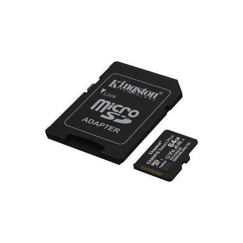Κάρτα Μνήμης MicroSD XC 64GB Kingston Canvas Plus με Αντάπτορα SDCS3/64GB V10 A1