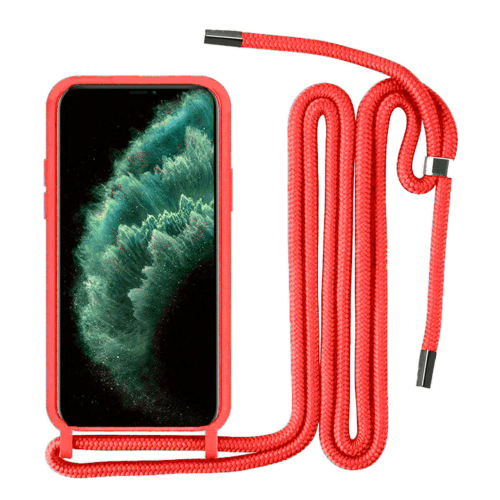 Θήκη Σιλικόνης GREEN ON με Κορδόνι Κολιέ για iPhone 16 Plus - Κόκκινο