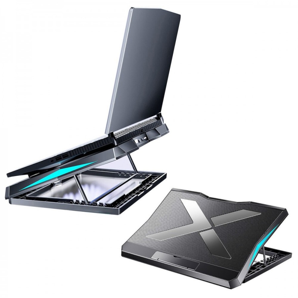 Q3 Πτυσσόμενη Βάση Laptop Cooling Pad Stand έως 17ίντσες με Ρυθμιζόμενο Ύψος και 2 USB Ports - Μαύρο