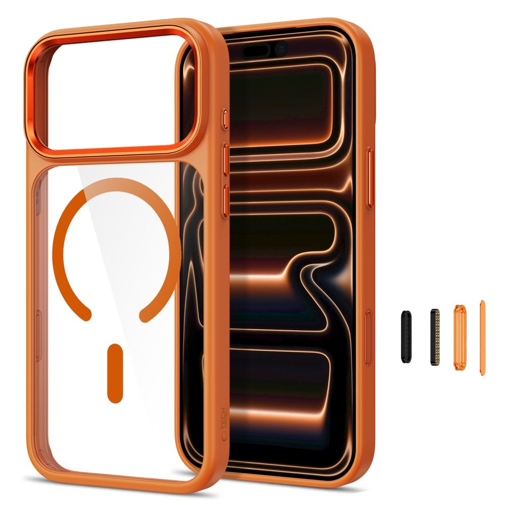 Tech-Protect Σκληρή Θήκη MagMat με Magsafe για iPhone 17 Pro / 18 Pro - Διάφανη με Πορτοκαλί Πλαίσιο