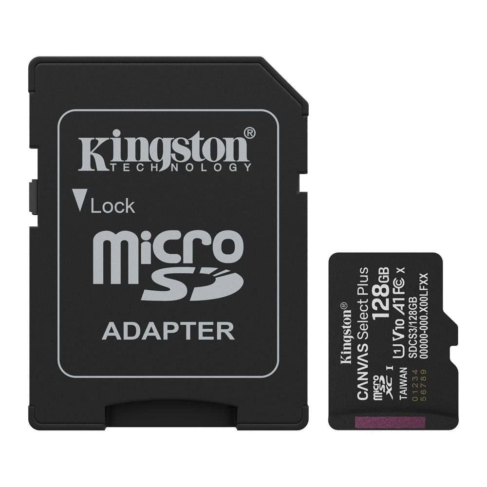 Κάρτα Μνήμης MicroSD XC 128GB Kingston Canvas Plus με Αντάπτορα SDCS3/128GB V10 A1
