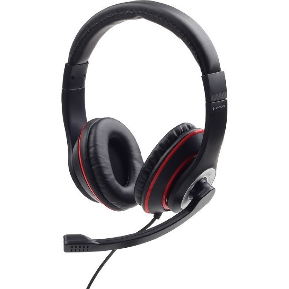 Gembird Ακουστικά με Μικρόφωνο Stereo Headset MHS-03-BKRD - Μαύρα Κόκκινα