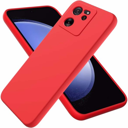 Θήκη TPU Σιλικόνης με Υφασμάτινη Επένδυση για Xiaomi Mi 13T / Mi 13T Pro - Κόκκινο