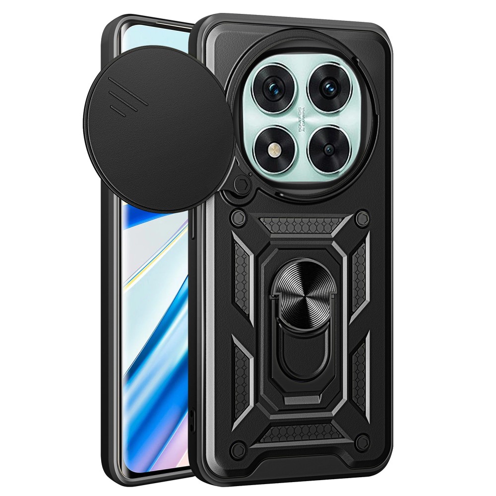 Σκληρή Θήκη Armor με Βάση Στήριξης Δαχτυλίδι για Xiaomi Redmi Note 14 Pro 5G - Μαύρη