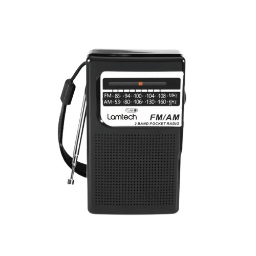 Lamtech Ραδιόφωνο Τσέπης με Καλώδιο Ακουστικών Jack FM / AM - Μαύρο