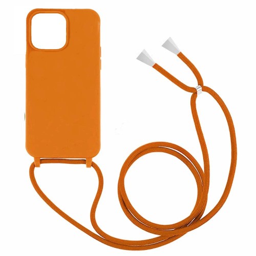 Θήκη Σιλικόνης GREEN ON με Κορδόνι Κολιέ για iPhone 16 - Πορτοκαλί