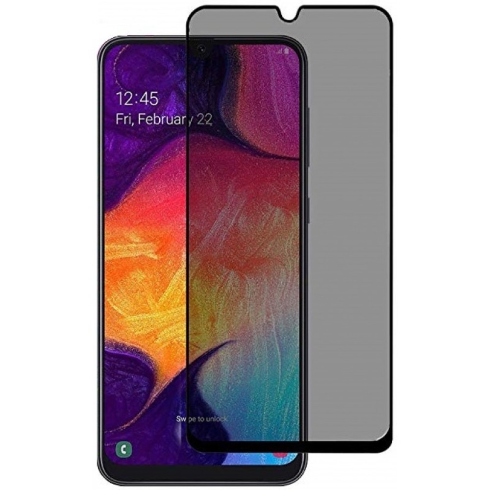Privacy Tempered Glass / Τζαμάκι Προστασίας Full Glue για Galaxy A30 / A30s / A50 / A50s - Φιμέ Μαύρο