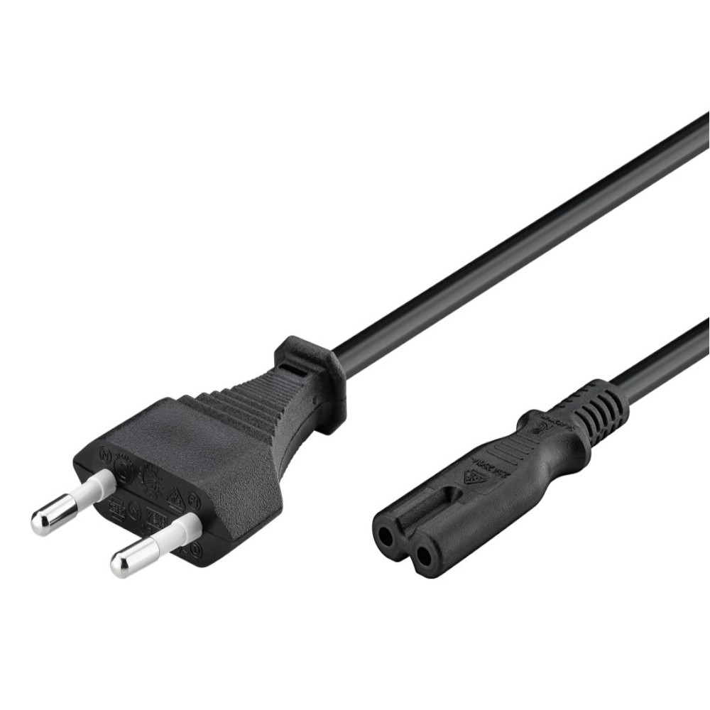 Καλώδιο Τροφοδοσίας POWERTECH CAB-P017 2x 0.5mm² 1.5 Μέτρο - Μαύρο
