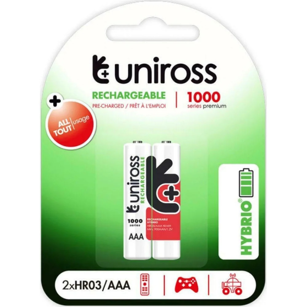 Επαναφορτιζόμενες Μπαταρίες Uniross HR6/AA NiMH 1000mAh 2 τμχ