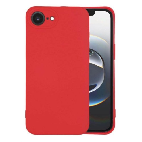 Θήκη TPU Σιλικόνης με Υφασμάτινη Επένδυση για iPhone 16e / 17e - Κόκκινο