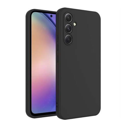 Θήκη TPU Σιλικόνης με Υφασμάτινη Επένδυση για Samsung Galaxy S24 FE - Μαύρο