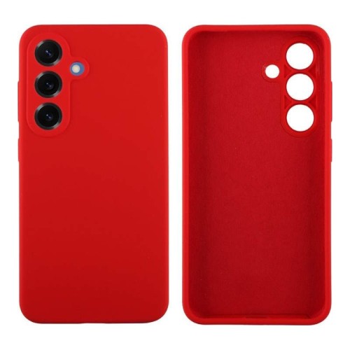 Θήκη TPU Σιλικόνης με Υφασμάτινη Επένδυση για Samsung Galaxy S25 FE - Κόκκινο