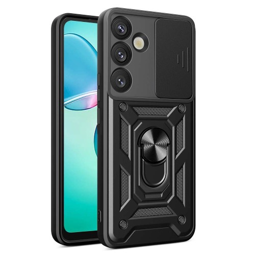 Σκληρή Θήκη Armor με Βάση Στήριξης Δαχτυλίδι για Samsung Galaxy S25 Plus - Μαύρο