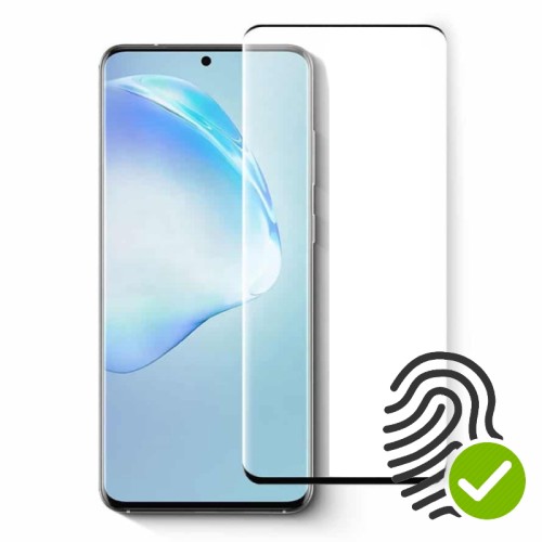 Tempered Glass FULL GLUE για Samsung Galaxy S23 Ultra / Λειτουργεί το Δακτυλικό Αποτύπωμα - Μαύρο Πλαίσιο